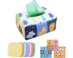 Sensorisch Speelgoed - Zakdoek Kist - Baby Ontwikkeling - Interactief Muziekspel - 24 x 18 x 12 cm - Multicolor