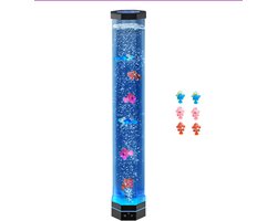 Sensorische Bubbelbuislamp, 81 cm Aquariumlamp met Drijvende Vissen en 16 Kleuropties, Op Afstand Bedienbare Kalmerende Lamp voor Stressverlichting en Huisdecoratie