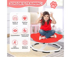 Sensorische draaistoel voor kinderen, 360° kinderdraaistoel, carrousel, autisme, kinderstoel met antislip metalen basis, carrouselstoel voor binnen voor peuters vanaf 3 jaar (rood)