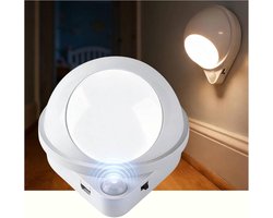 Sensorlamp voor binnen, lange batterijduur, 360° draaibare trapverlichting, slaapkamer- en kledingkastverlichting, twee lichtstanden, oplaadbare wandlamp op batterijen (wit licht)