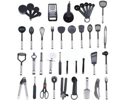 Sensova - 40-Delige Keukengerei Set van Roestvrij Staal en Nylon - Complete Keuken Accessoires voor Koken, Bakken en Mengen - Ideaal als Praktische Keuken Organizer en Duurzaam Keukengerei voor Elke Moderne Keuken