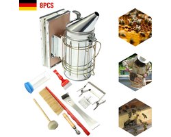 Sensova - Complete 7-delige Bijenteelt Set voor Bijen en Bijenkorf - RVS Imker Gereedschap met Handmatige Roker, J-Haak, Bijenborstel en Accessoires - Duurzaam, Roestbestendig en Veilig voor Professionele en Hobby Imkers
