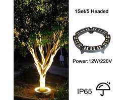 Sensova LED Outdoor Spotlight Set 5 Stuks - Krachtige Spotlight LED Verlichting Voor Tuin En Bomen - Waterdicht IP65 Aluminium - 12W LED Lights Met Warm Licht En RGB Kleurwissel 220V
