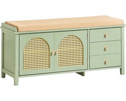Sensova - Schoenenkast - Schoenenbank met Zitting - Opbergkast Hal Smal - Groen Dressoir met Deuren en Lades 100 cm