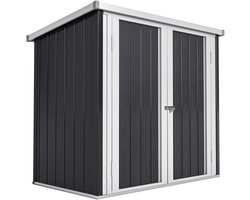 Sensova - Stalen Tuinhuisje XXL 3,6 m² met Funderingsset - Tuinschuur Metaal 280x130x172 cm - Waterdicht Opberghok voor Tuingereedschap, Fietsen & Containers - Dubbele Deur met Slot - Zwart/Wit