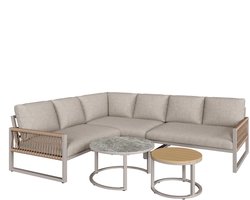 Sensova - Tuinmeubelset met Hoekbank en Kussens voor 6-7 Personen - Moderne Loungeset voor Tuin en Terras met 2 Tafels met Verstelbare Poten - Metalen Frame - Weerbestendig Design en Comfortabele Diepe Zitplaatsen voor Buiten Lounge Set