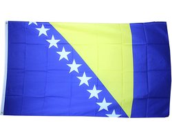 Senvi Printwear - Flag Bosnia and Herzegovina - Grote Bosnië en Herzegovina vlag - Gemaakt Van 100% Polyester - UV & Weerbestendig - Met Versterkte Mastrand - Messing Ogen - 90x150 CM - Fair Working Conditions