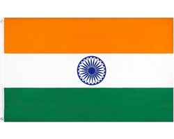 Senvi Printwear - Flag India - Grote India vlag - Gemaakt Van 100% Polyester - UV & Weerbestendig - Met Versterkte Mastrand - Messing Ogen - 90x150 CM - Fair Working Conditions