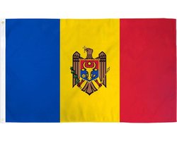 Senvi Printwear - Flag Moldova - Grote Moldavië vlag - Gemaakt Van 100% Polyester - UV & Weerbestendig - Met Versterkte Mastrand - Messing Ogen - 90x150 CM - Fair Working Conditions