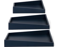 Senza Asymmetrische Houten Dienbladen 3 Stuks Blauw