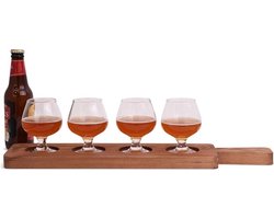 SENZA Bierplank met 4 glazen - Speciaal bier glazen - Vaatwasserbestendig
