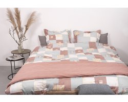 SENZA DONNA 100% Katoen Satijn Dekbedovertrek 200x200/220-2x60x70 cm ( 240 cm Lang ) HELSINKI ZAND