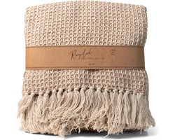 SENZA Plaid - Deken - Wafelpatroon - Recycled Katoen - Beige - 180 x 130 cm