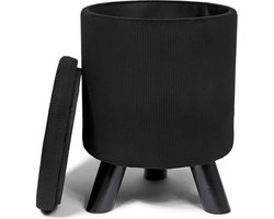 SENZA Ronde poef op poten - Met opbergruimte - Zwart