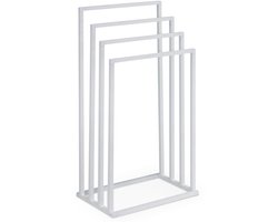 SENZA vrijstaand handdoekenrek, wit - modern handdoekenrek met 4 stangen, gepoedercoat metalen frame, handdoekenrek voor badkamer & gastenkamer