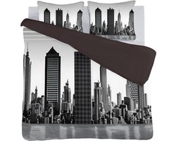 Senzai City Dekbedovertrek - Lits-jumeaux - 240x200/220 cm - Grijs, Zwart