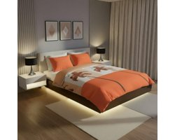 SENZATIONE 100% Katoen Percaline Dekbedovertrek 140x200/220-1x60x70 cm LILY OF LOVE ORANJE