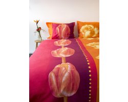 SENZATIONE 100% Katoen Percaline Dekbedovertrek 200x200/220-2x60x70 cm FERRARA ORANJE