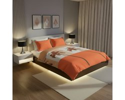 SENZATIONE 100% Katoen Percaline Dekbedovertrek 200x240-2x60x70 cm LILY OF LOVE ORANJE
