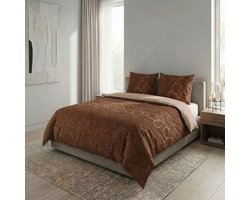 SENZATIONE 100% Katoen Percaline Dekbedovertrek 240x200/220-2x60x70 cm CURLY BRUIN