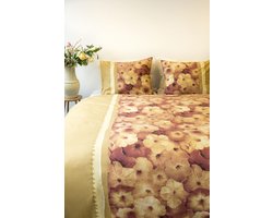 SENZATIONE 100% Katoen Percaline Dekbedovertrek 240x200/220-2x60x70 cm LAURA ZAND