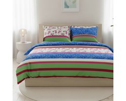 SENZATIONE 100% Katoen Percaline Dekbedovertrek 240x200/220-2x60x70 cm LOUISE BLAUW