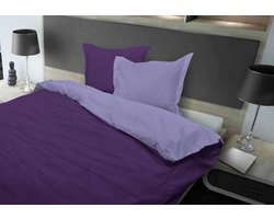 Senzatione - Dekbedovertrek - 100% Katoen Percaline - Uni Reversible - 240x200/220 ( 240 cm Lang ) - Paars/Lila