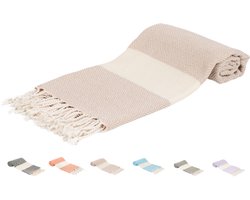 SEPET Hamamdoek Diamond - Beige - 460g - Premium kwaliteit - XXL 100 x 200 cm - Groot - Zacht - Licht - Zandvrij - Sneldrogend - %100 Katoen - Pestemal | Stranddoek | Saunadoek | Fouta
