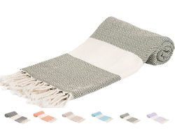 SEPET Hamamdoek Diamond - Olijfgroen - 460g - Premium kwaliteit - XXL 100 x 200 cm - Groot - Zacht - Licht - Zandvrij - Sneldrogend - %100 Katoen - Pestemal | Stranddoek | Saunadoek | Fouta