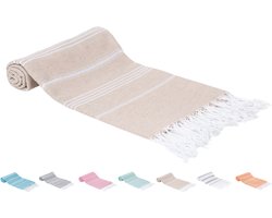SEPET Hamamdoek Zultanite - Beige - 300g - XXL 100 x 200 cm - Groot - Zacht - Licht - Zandvrij - Sneldrogend - %100 Katoen - Pestemal | Stranddoek | Saunadoek | Fouta