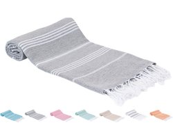 SEPET Hamamdoek Zultanite - Grijs - 300g - XXL 100 x 200 cm - Groot - Zacht - Licht - Zandvrij - Sneldrogend - %100 Katoen - Pestemal | Stranddoek | Saunadoek | Fouta