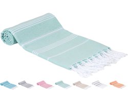 SEPET Hamamdoek Zultanite - Mintgroen - 300g - XXL 100 x 200 cm - Groot - Zacht - Licht - Zandvrij - Sneldrogend - %100 Katoen - Pestemal | Stranddoek | Saunadoek | Fouta