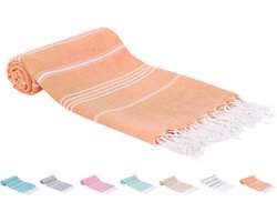 SEPET Hamamdoek Zultanite - Oranje - 300g - XXL 100 x 200 cm - Groot - Zacht - Licht - Zandvrij - Sneldrogend - %100 Katoen - Pestemal | Stranddoek | Saunadoek | Fouta