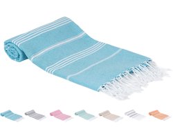 SEPET Hamamdoek Zultanite - Turquoise - 300g - XXL 100 x 200 cm - Groot - Zacht - Licht - Zandvrij - Sneldrogend - %100 Katoen - Pestemal | Stranddoek | Saunadoek | Fouta