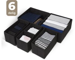 SEPH Lade Organizer Set – 6 Textiel Opbergdozen – Zwart – Stapelbaar & Flexibel - Voor Kast & Lade Organisatie