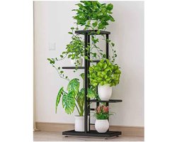 SERALUXE - Plantenrek met 4 Lagen - Plantenstandaard - Plantentafel - Plantenrekken - Plantentrap - Plantentafeltje voor binnen - buiten - Bloemenrek - Planten etagere - Metaal - Zwart