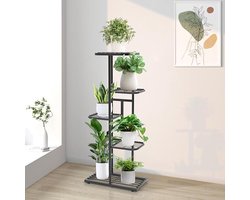 SERALUXE - Plantenrek met 5 Lagen - Plantenstandaard - Plantentafel - Plantenrekken - Plantentrap - Plantentafeltje voor binnen - buiten - Bloemenrek - Planten etagere - Metaal - Zwart