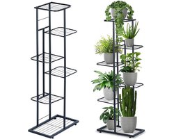 SERALUXE - Plantenrek met 6 Lagen - Plantenstandaard - Plantentafel - Plantenrekken - Plantentrap - Plantentafeltje voor binnen - buiten - Bloemenrek - Planten etagere - Metaal - Zwart