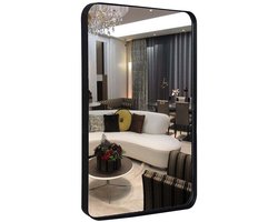 SERALUXE Rechthoekige Spiegel Zwart - 60x90cm - Groote Wandspiegel - Hangspiegel- Hal Spiegel - interieur - Toilet - Hal - Woonkamer - Slaapkamer - Industrieel
