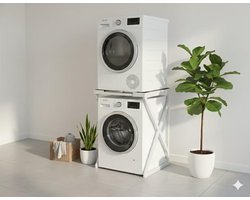 SERALUXE - Universeel Wasmachine Kast - Wasmachine Verhoger- Metaal - Wit - Universeel Wasmachine en Droger Kast - Wasmachine Ombouw - Wasmachinerek - Wasmachine Sokkel- Robuust - Stabiel - Stevig - Anti Vibratie