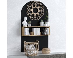 SERAMOOD LOMA - Wandplank met 3 Vakken - 100x25x20 cm - Eikenkleur - Houten Boekenrek/Wandkast - Modern Design