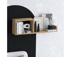 SERAMOOD PLANKA - Asymmetrische Wandplank - 100x25x20 cm - Eikenkleur - Houten Boekenrek voor aan de Muur - Modern Design