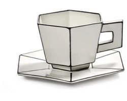 Serax Annebet Philips Carte Blanche cappuccino kop + schotel 220ml wit / zwart (set van 2)