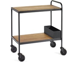 Serax James roltafel L40xB38xH80cm zwart frame met houten blad