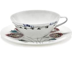 Serax Marni Midnight Flowers Anemone Milk koffiekop laag 10cl + schotel rood / blauw