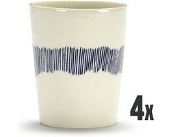 Serax Ottolenghi 33cl Tea Cup White/ swirl-stripes blue - 4 stuks - B8921019B