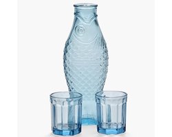 Serax Paola Navone Fish & Fish Karaf giftset met 2 Glazen Blauw