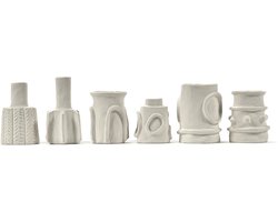 Serax set van 6 Vaasjes Molly beige aardewerk Ø 6,5x11cm Marie Michielssen