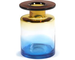 Serax Vaas Wind & Fire Glas Blauw-Amber L 18,5 x B 18,5 x H 27 CM