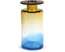 Serax Vaas Wind & Fire Glas Blauw-Amber L 18,5 x B 18,5 x H 40 CM